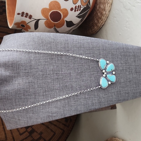 Amazing Native American Handmade Kingman Turquoise Butterfly Necklace 🩵🦋💙🎁 - Picture 2 of 16